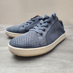 Eileen Fisher Blue Shoes‎ Size 9 Perforated  Sneakers Soft Suede Lace Up